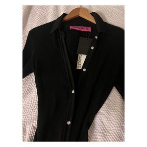 Gauge81 NWT Bern Ribbed Jersey Black Maxi Dress With Swarovski Buttons | S